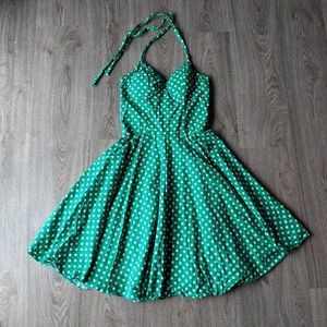 Green Polka Dot 50s Style Halter Dress
